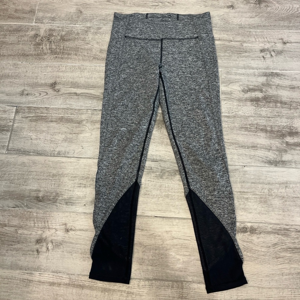 Free People Movement Ace Heather Gray‎ Jersey Leggings Mesh Keyhole Size XS